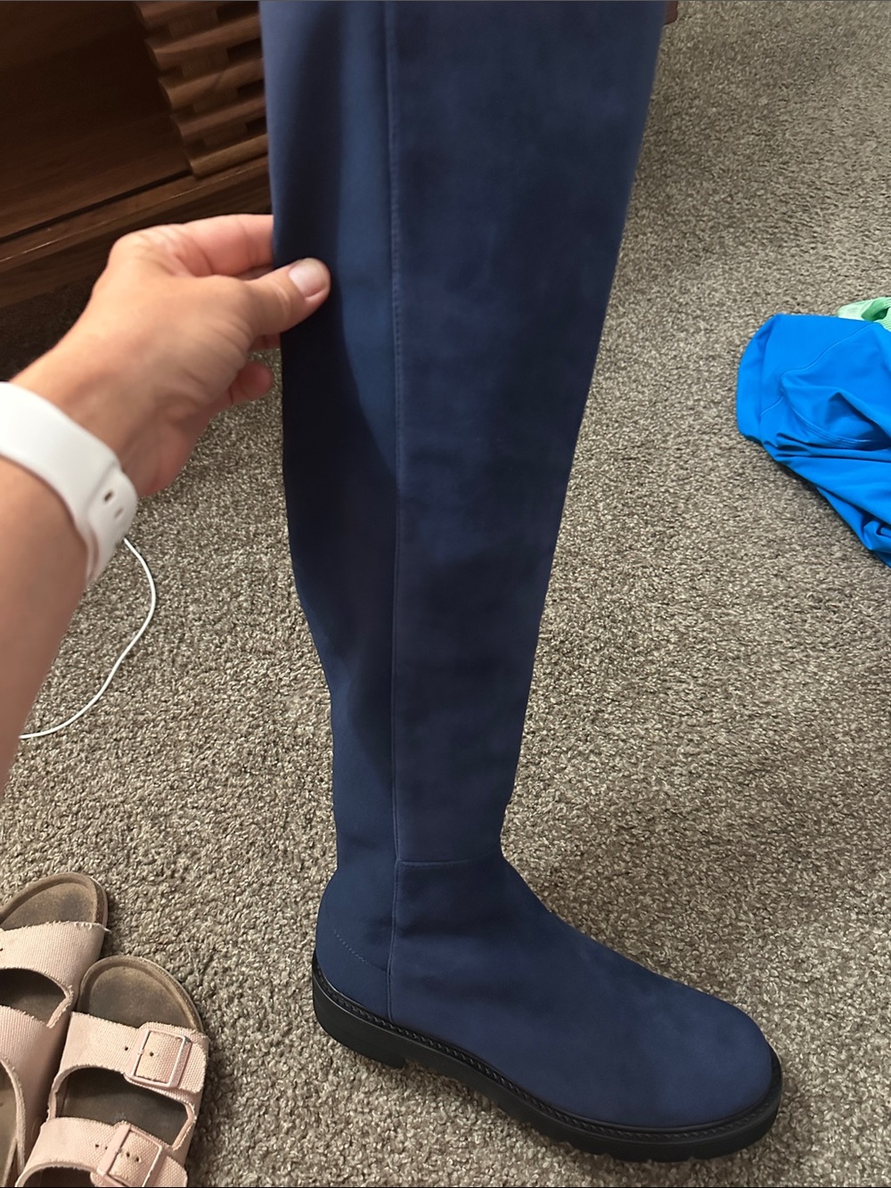 Stuart Weitzman Women’s Over-the-Knee Boots in Navy Suede NIB